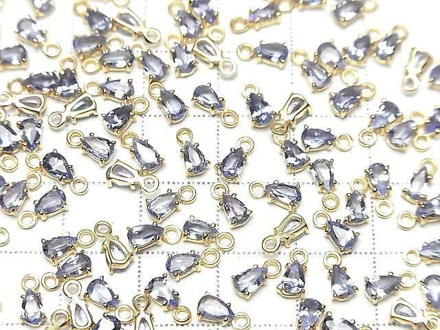 [Video]High Quality Tanzanite AAA Bezel Setting Pear shape Faceted 5x3.5mm 18KGP 1pc