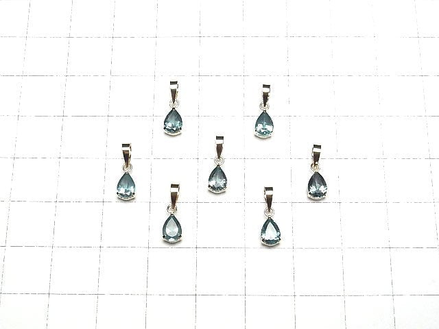 [Video] [Japan] High Quality Caribbean Blue Apatite AAA Pear shape Faceted 6x4mm Pendant [18K Yellow Gold] 1pc