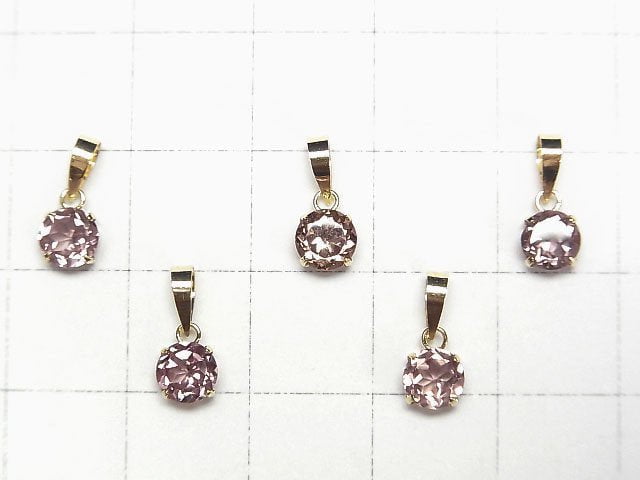 [Video] [Japan] High Quality color Change Garnet AAA Round Faceted 5x5mm Pendant [18K Yellow Gold] 1pc