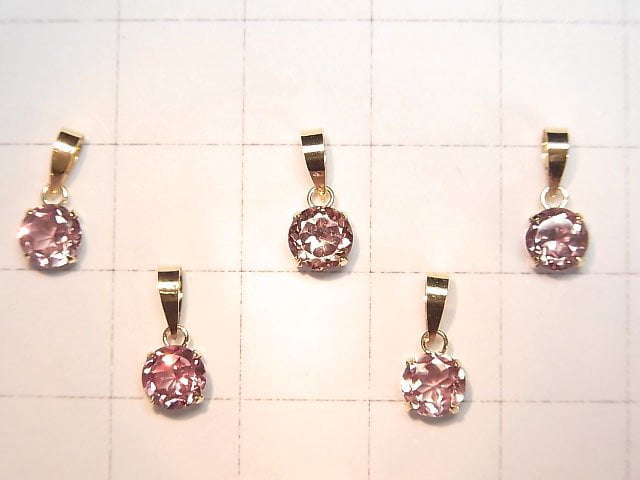 [Video] [Japan] High Quality color Change Garnet AAA Round Faceted 5x5mm Pendant [18K Yellow Gold] 1pc