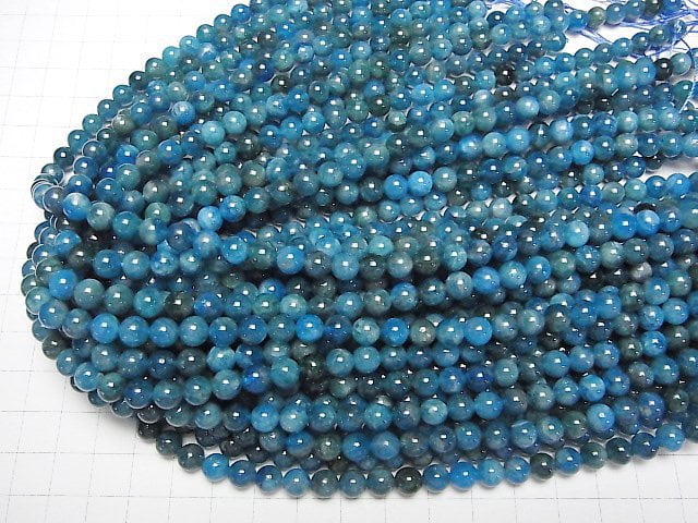 [Video] Madagascar Blue Apatite AA++ Round 6mm 1strand beads (aprx.15inch/37cm)