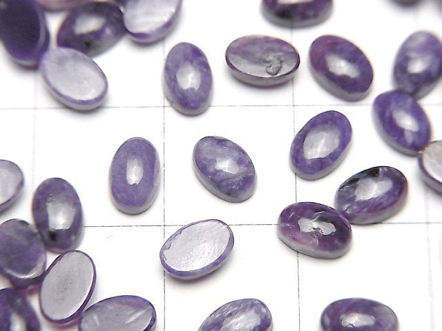 [Video]Charoite AAA- Oval Cabochon 6x4mm 5pcs