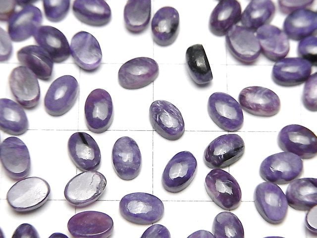 [Video]Charoite AAA- Oval Cabochon 6x4mm 5pcs