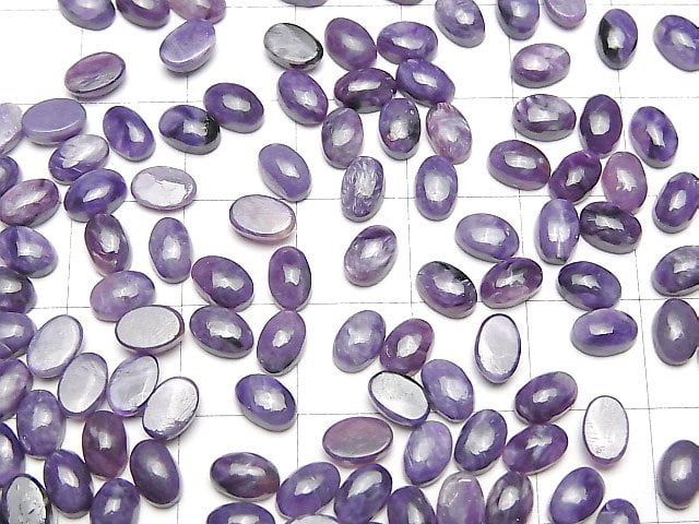 [Video]Charoite AAA- Oval Cabochon 6x4mm 5pcs