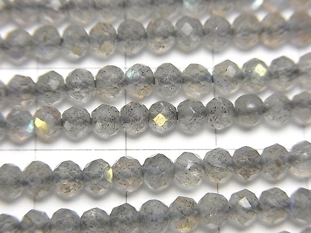 [Video]High Quality Labradorite AAA Semi Round Cut-Faceted Button Roundel 4x4x3mm 1strand beads (aprx.12inch/30cm)
