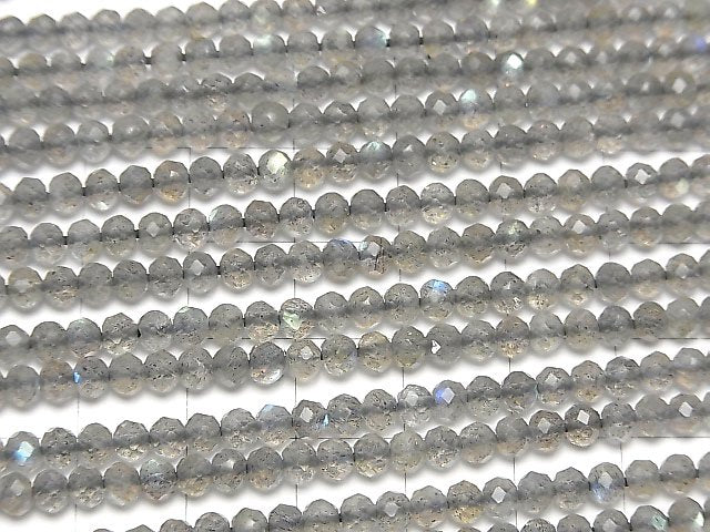 [Video]High Quality Labradorite AAA Semi Round Cut-Faceted Button Roundel 4x4x3mm 1strand beads (aprx.12inch/30cm)