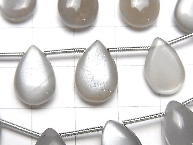 [Video] Gray Moonstone AA++ Pear shape (Smooth) 1strand (8pcs )