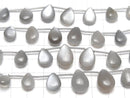 [Video] Gray Moonstone AA++ Pear shape (Smooth) 1strand (8pcs )