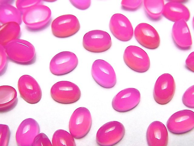 [Video] Fuchsia Pink Chalcedony AAA Oval Cabochon 6x4mm 10pcs