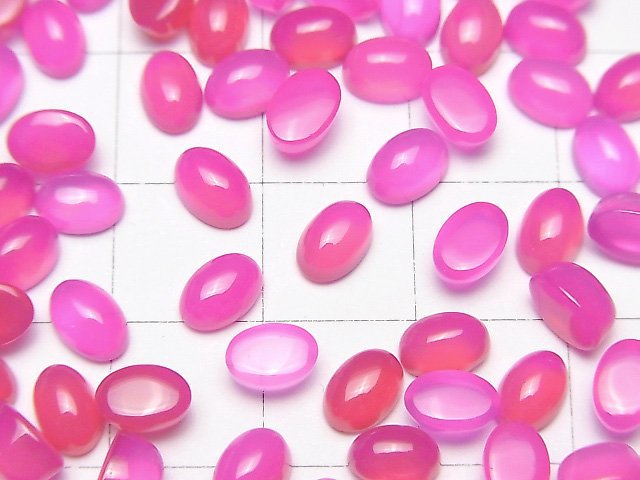 [Video] Fuchsia Pink Chalcedony AAA Oval Cabochon 6x4mm 10pcs