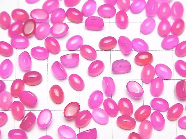 [Video] Fuchsia Pink Chalcedony AAA Oval Cabochon 6x4mm 10pcs