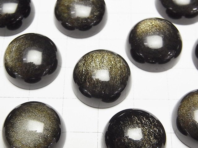 [Video] Golden Obsidian AAA Round Cabochon 18x18mm 2pcs