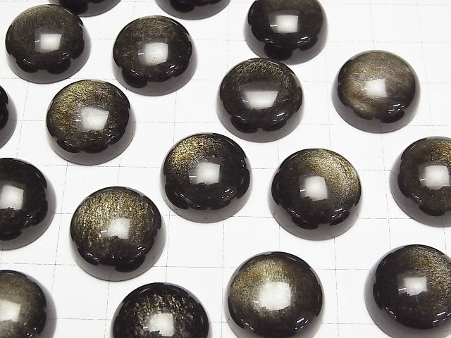 [Video] Golden Obsidian AAA Round Cabochon 18x18mm 2pcs