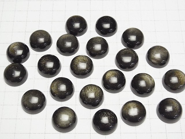 [Video] Golden Obsidian AAA Round Cabochon 18x18mm 2pcs