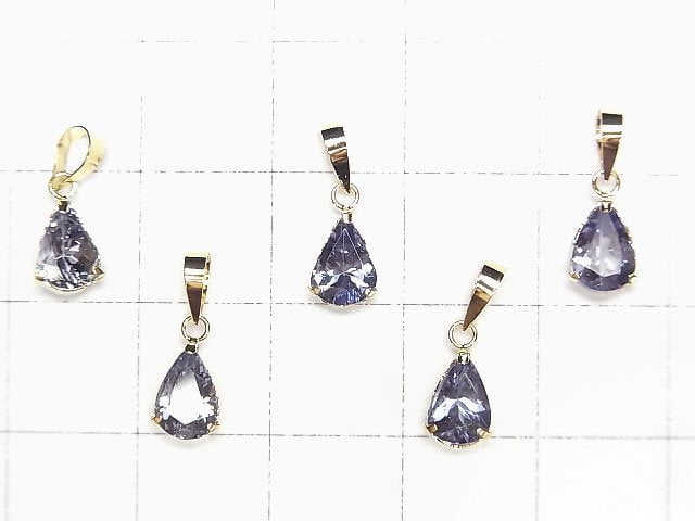 [Video] [Japan] High Quality Tanzanite AAA Pear shape Faceted 7x5mm Pendant [18K Yellow Gold] 1pc