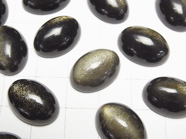 [Video] Golden Obsidian AAA Oval Cabochon 18x13mm 2pcs