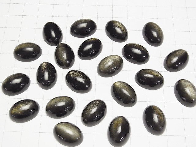 [Video] Golden Obsidian AAA Oval Cabochon 18x13mm 2pcs