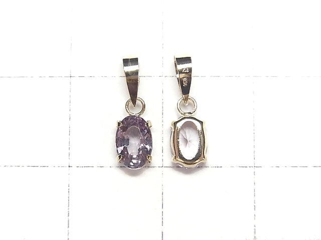 [Video] [Japan] High Quality Purple Spinel AAA Oval Faceted 6x4mm Pendant [18K Yellow Gold] 1pc
