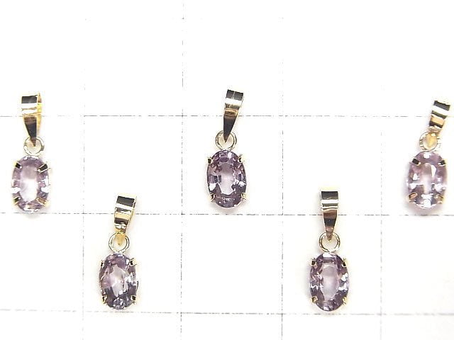 [Video] [Japan] High Quality Purple Spinel AAA Oval Faceted 6x4mm Pendant [18K Yellow Gold] 1pc