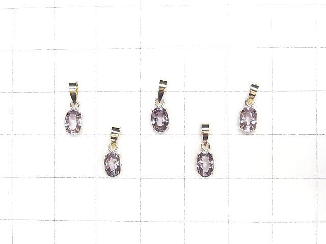 [Video] [Japan] High Quality Purple Spinel AAA Oval Faceted 6x4mm Pendant [18K Yellow Gold] 1pc