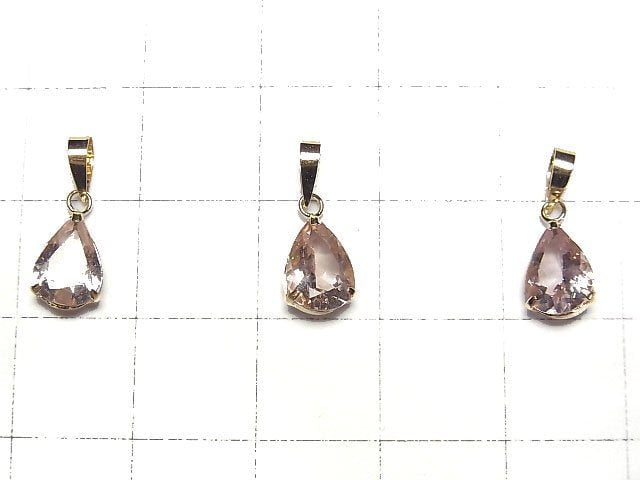 [Video] [Japan] High Quality Morganite AAA Pear shape Faceted 8x6mm Pendant [18K Yellow Gold] 1pc