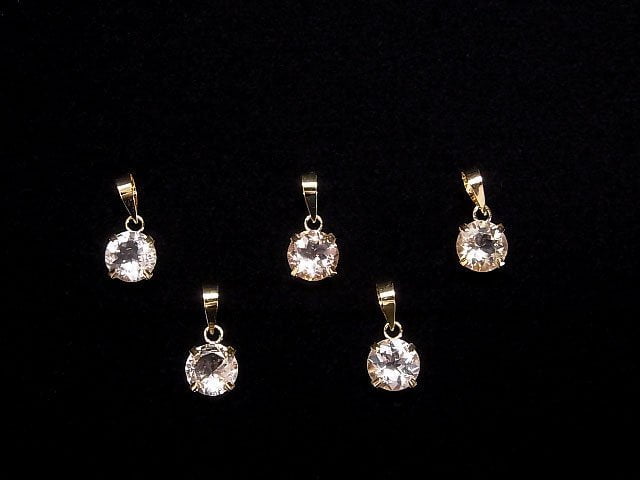 [Video] [Japan] High Quality Morganite AAA Round Faceted 6x6mm Pendant [18K Yellow Gold] 1pc