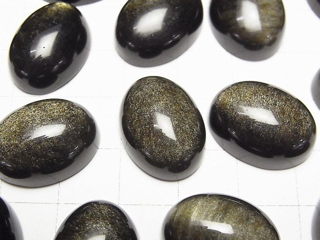 [Video] Golden Obsidian AAA Oval Cabochon 20x15mm 1pc