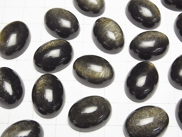 [Video] Golden Obsidian AAA Oval Cabochon 20x15mm 1pc