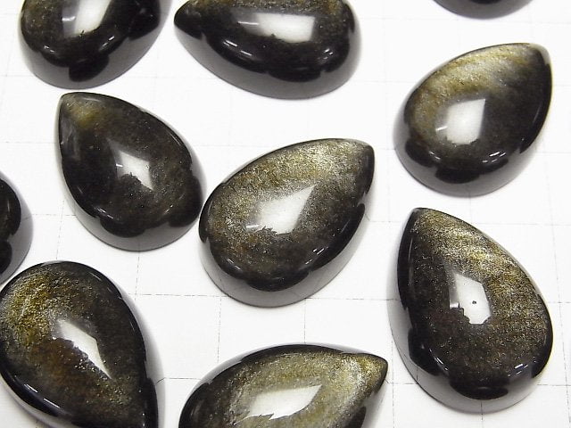 [Video] Golden Obsidian AAA Pear shape Cabochon 26x18mm 1pc