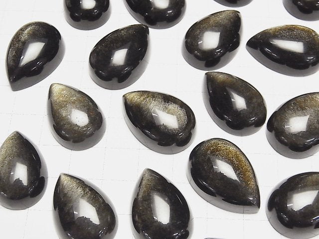 [Video] Golden Obsidian AAA Pear shape Cabochon 26x18mm 1pc