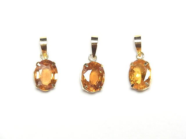 [Video] [Japan] High Quality Spessartite Garnet AAA Oval Faceted 8x6mm Pendant [18K Yellow Gold] 1pc