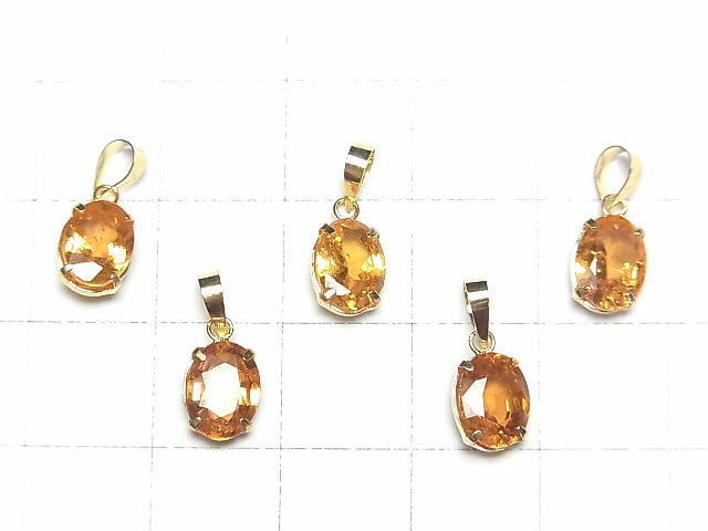 [Video] [Japan] High Quality Spessartite Garnet AAA Oval Faceted 8x6mm Pendant [18K Yellow Gold] 1pc