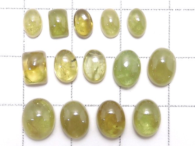 [Video][One of a kind] High Quality Sphene AAA- Cabochon 14pcs set NO.63