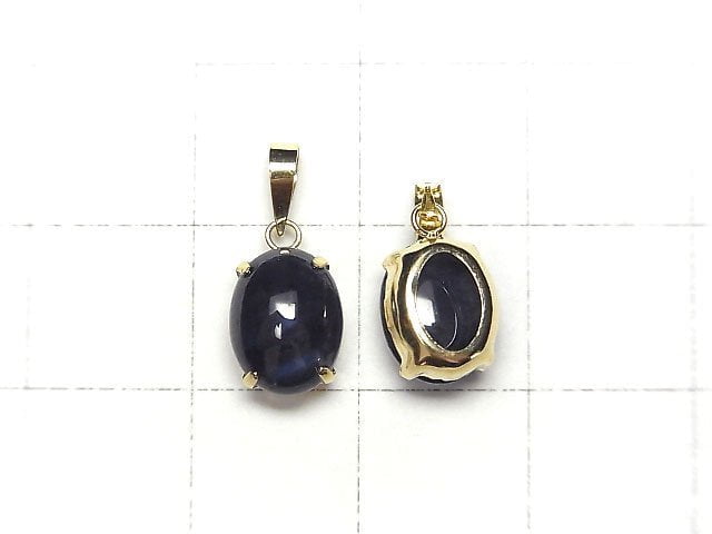 [Video] [Japan] High Quality Blue Sapphire AAA Oval Pendant 9x7mm [18K Yellow Gold] 1pc