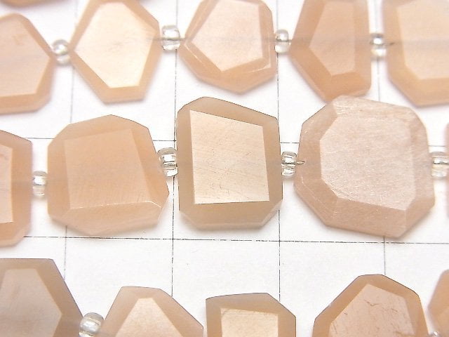 [Video]Peach Moonstone AA++ Rough Slice Faceted 1strand beads (aprx.7inch/18cm)