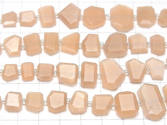 [Video]Peach Moonstone AA++ Rough Slice Faceted 1strand beads (aprx.7inch/18cm)