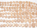 [Video]Peach Moonstone AA++ Rough Slice Faceted 1strand beads (aprx.7inch/18cm)