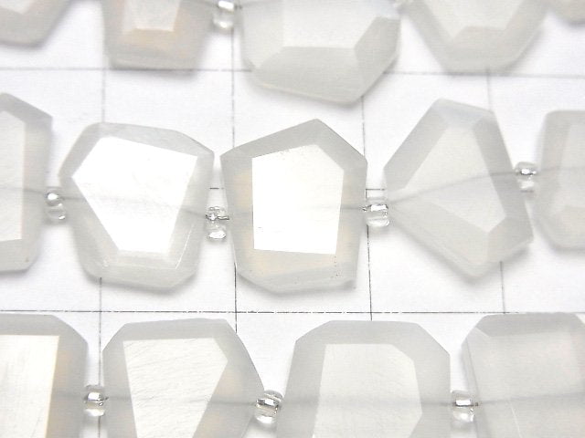 [Video] White Moonstone AA++ Rough Slice Faceted 1strand beads (aprx.7inch/18cm)