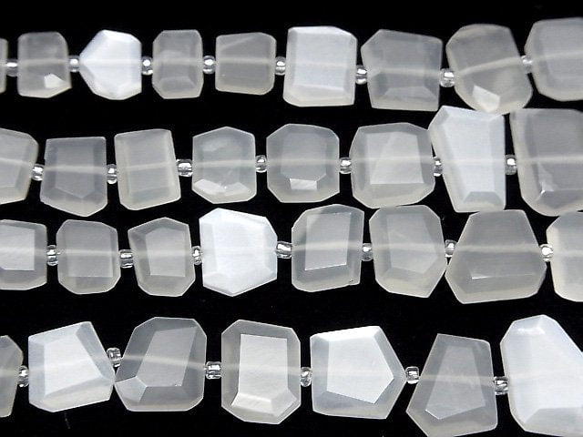 [Video] White Moonstone AA++ Rough Slice Faceted 1strand beads (aprx.7inch/18cm)