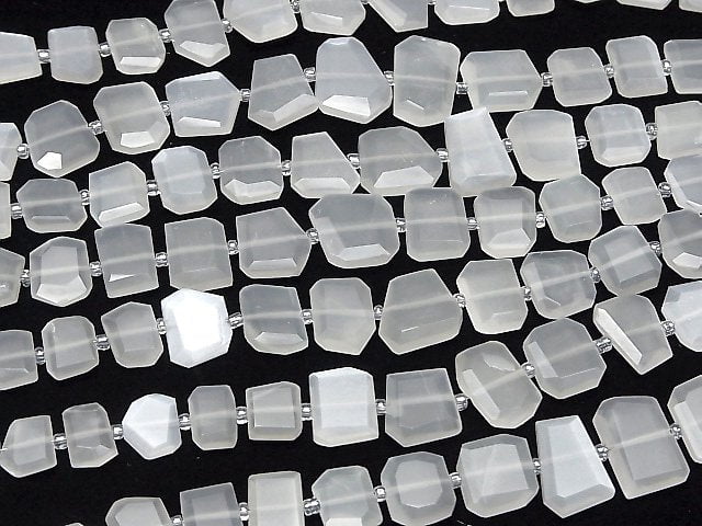 [Video] White Moonstone AA++ Rough Slice Faceted 1strand beads (aprx.7inch/18cm)