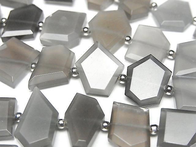 [Video] Gray Moonstone AA++ Rough Slice Faceted 1strand beads (aprx.7inch/18cm)