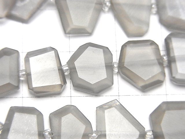 [Video] Gray Moonstone AA++ Rough Slice Faceted 1strand beads (aprx.7inch/18cm)