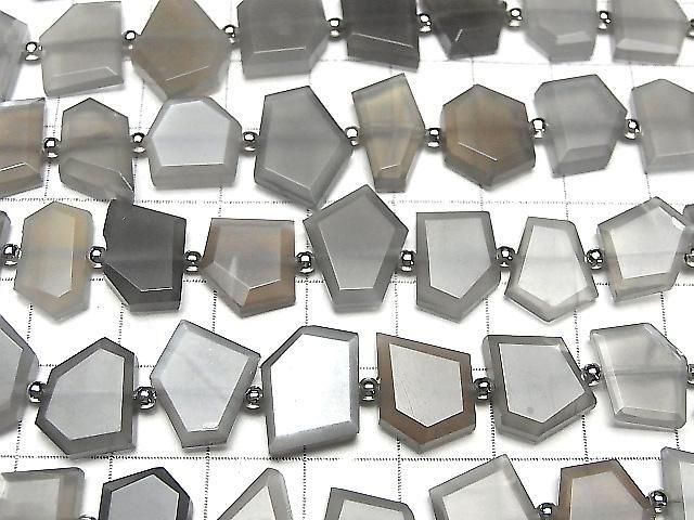 [Video] Gray Moonstone AA++ Rough Slice Faceted 1strand beads (aprx.7inch/18cm)