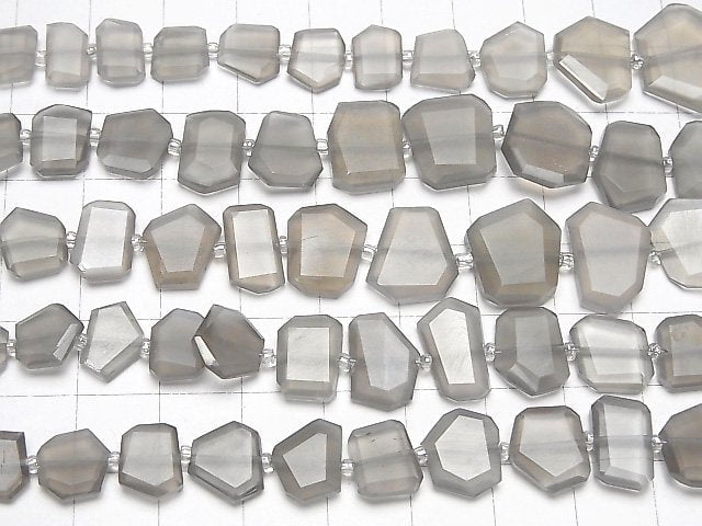 [Video] Gray Moonstone AA++ Rough Slice Faceted 1strand beads (aprx.7inch/18cm)