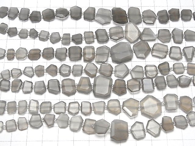 [Video] Gray Moonstone AA++ Rough Slice Faceted 1strand beads (aprx.7inch/18cm)