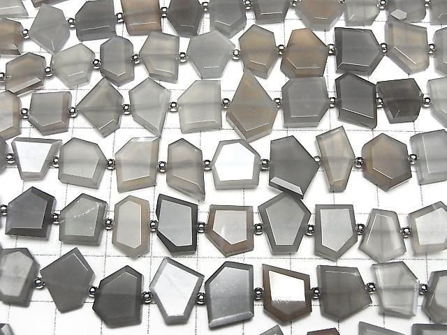 [Video] Gray Moonstone AA++ Rough Slice Faceted 1strand beads (aprx.7inch/18cm)