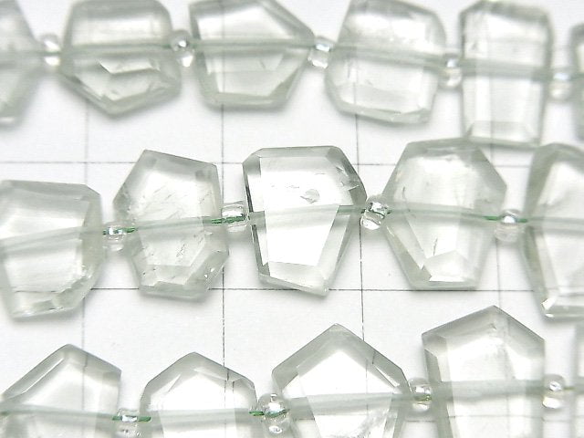 [Video]High Quality Green Amethyst AA++ Rough Slice Faceted 1strand beads (aprx.7inch/18cm)