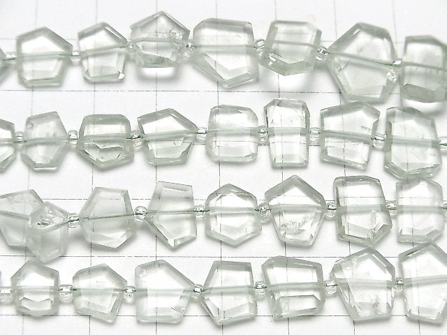 [Video]High Quality Green Amethyst AA++ Rough Slice Faceted 1strand beads (aprx.7inch/18cm)