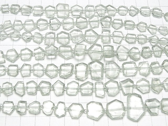 [Video]High Quality Green Amethyst AA++ Rough Slice Faceted 1strand beads (aprx.7inch/18cm)