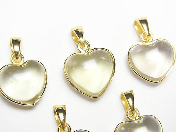 [Video]Libyan Desert Glass Heart Pendant 12x13mm 18KGP 1pc